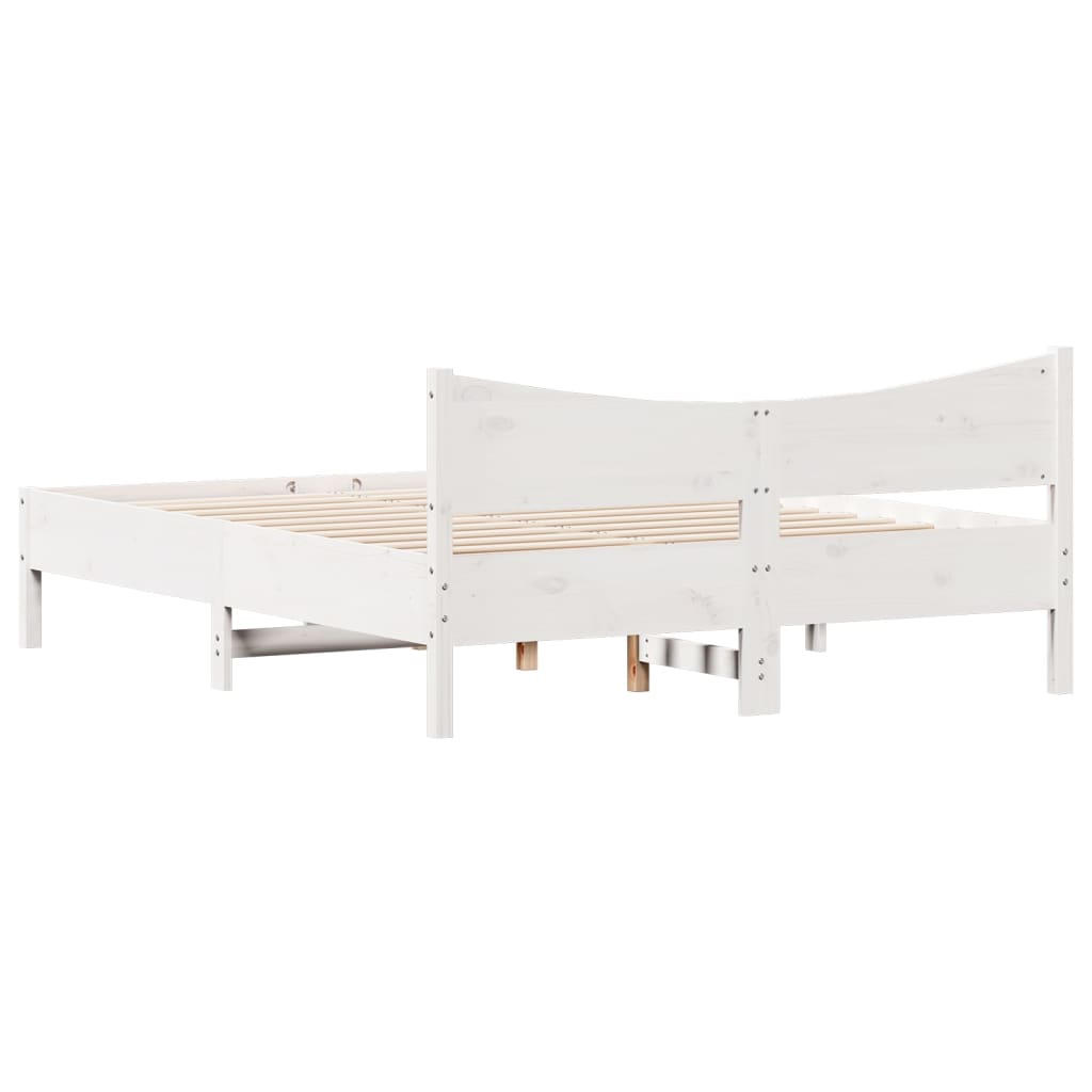 Modern Wooden Queen Size 1.6m Bed Frame Base With Headboard Solid Pine Wood