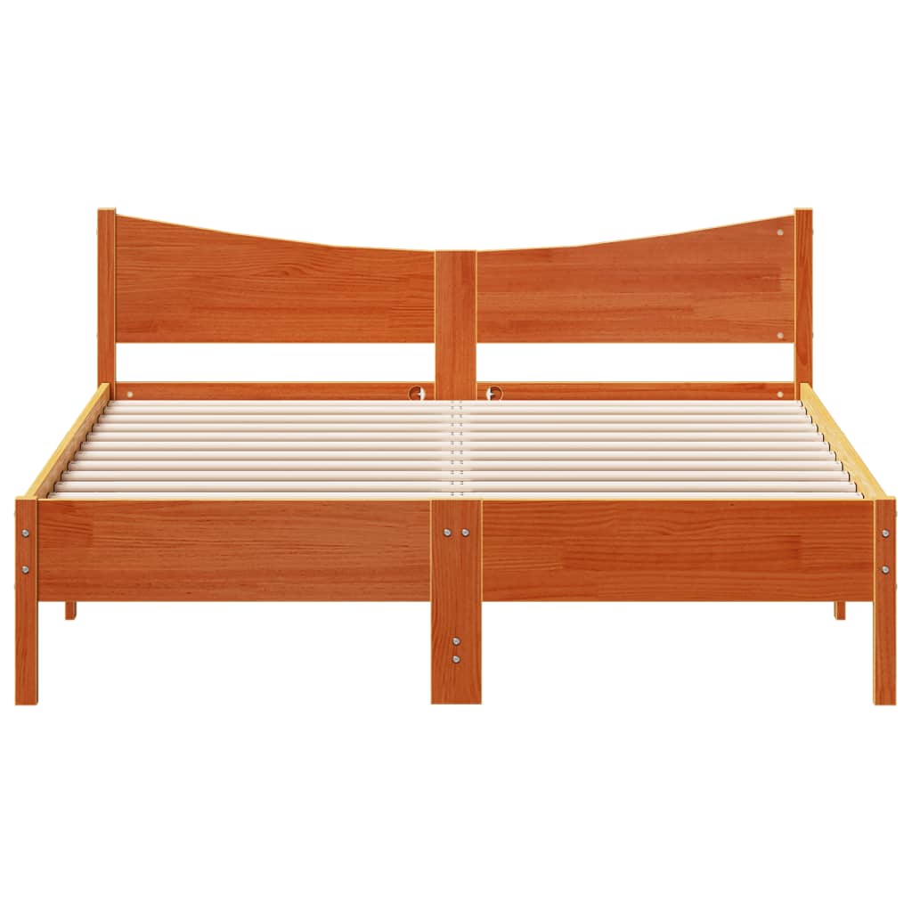 Bed Frame without Mattress Wax Brown 160x200 cm Solid Wood Pine