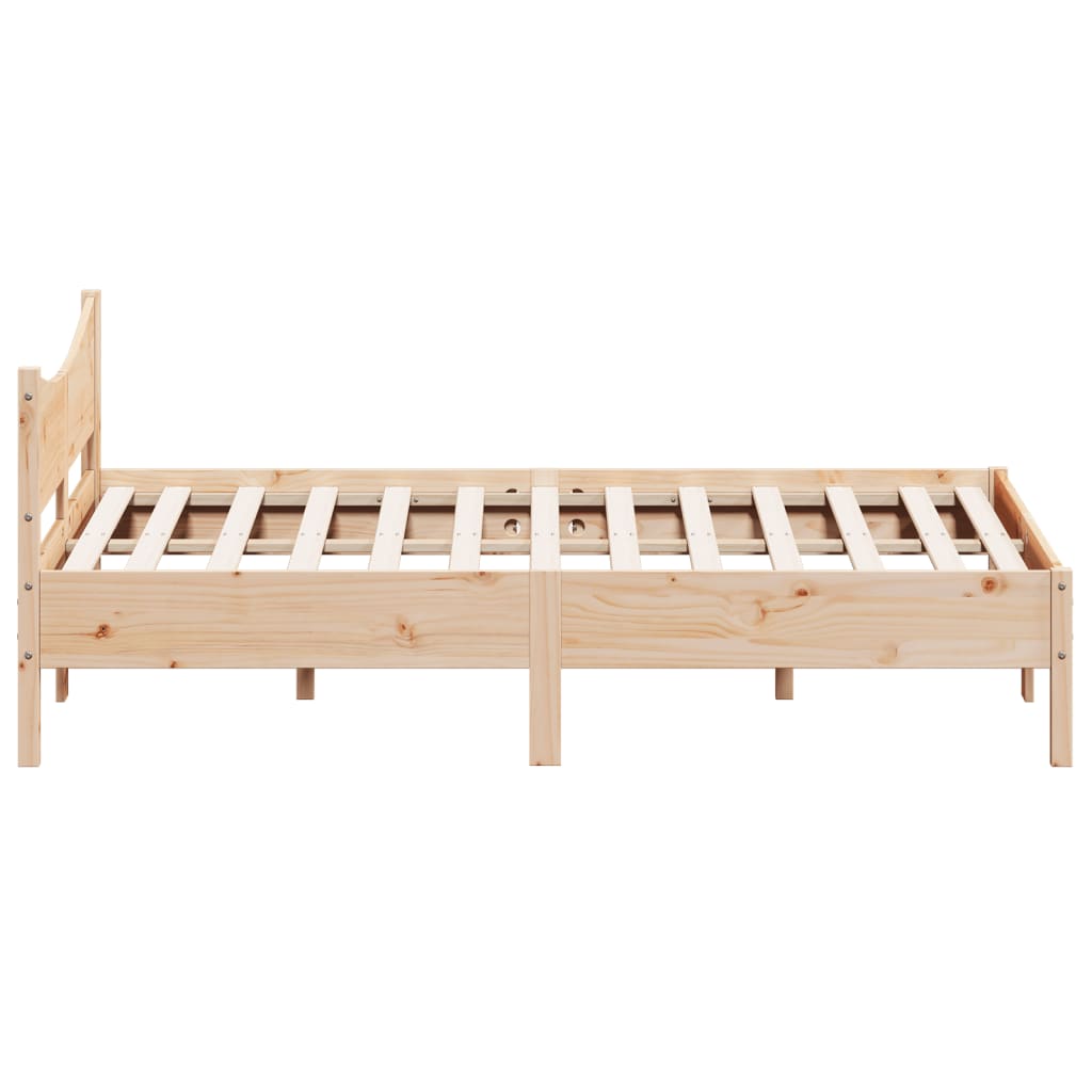 Modern Wooden King Size 150cm Bed Frame With With Headboard Solid Pine Wood