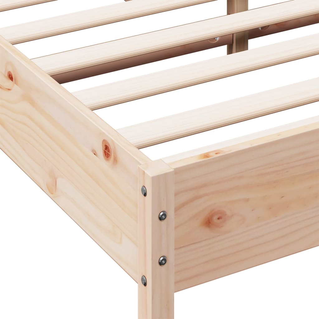 Modern Wooden King Size 150cm Bed Frame With With Headboard Solid Pine Wood