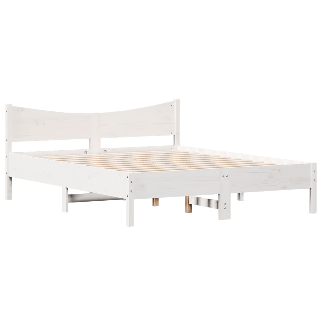 Modern Wooden King Size 150cm Bed Frame With With Headboard Solid Pine Wood