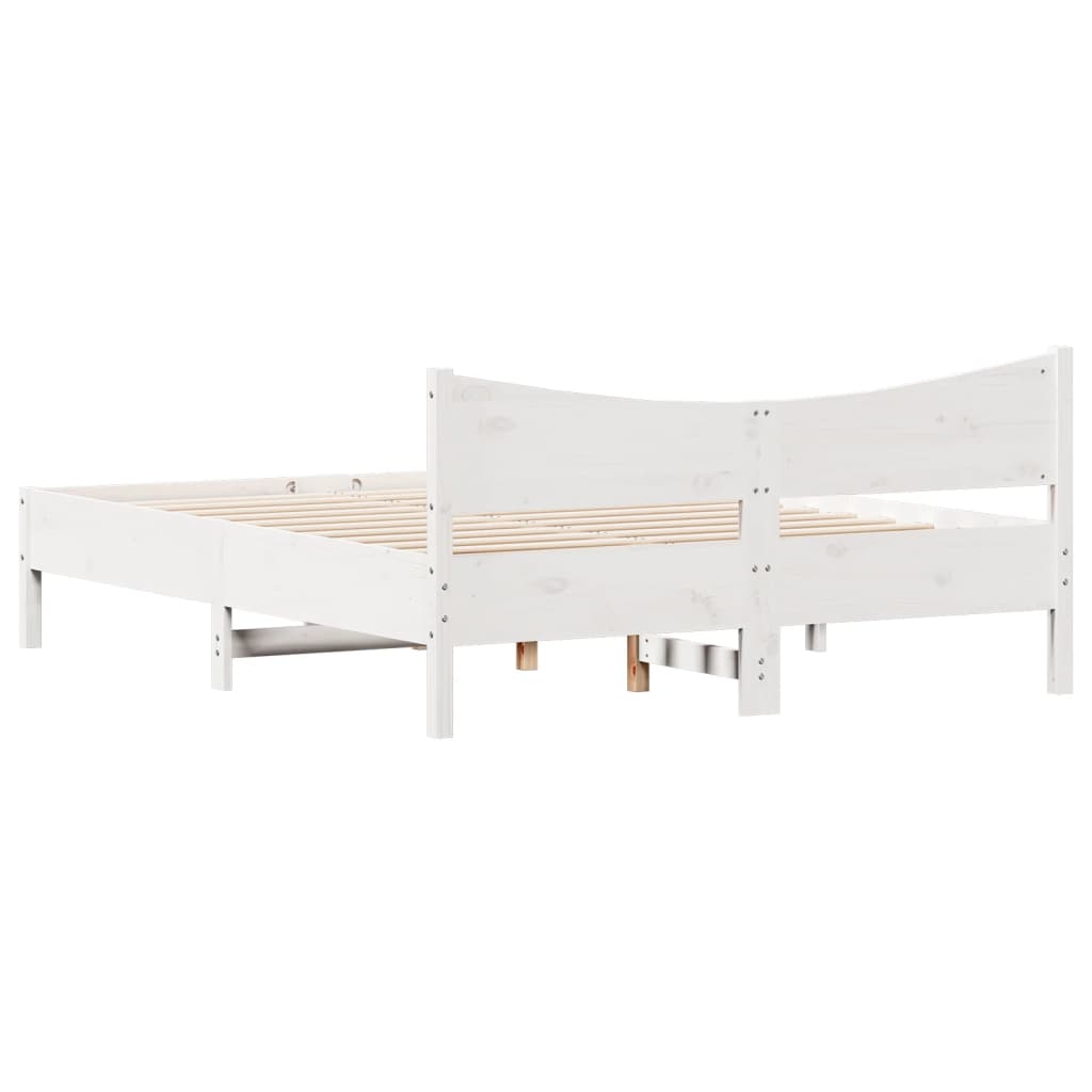 Modern Wooden King Size 150cm Bed Frame With With Headboard Solid Pine Wood