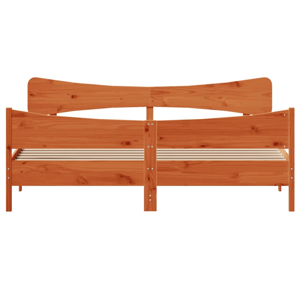 Bed Frame without Mattress Wax Brown 180x200 cm Super King Solid Wood Pine