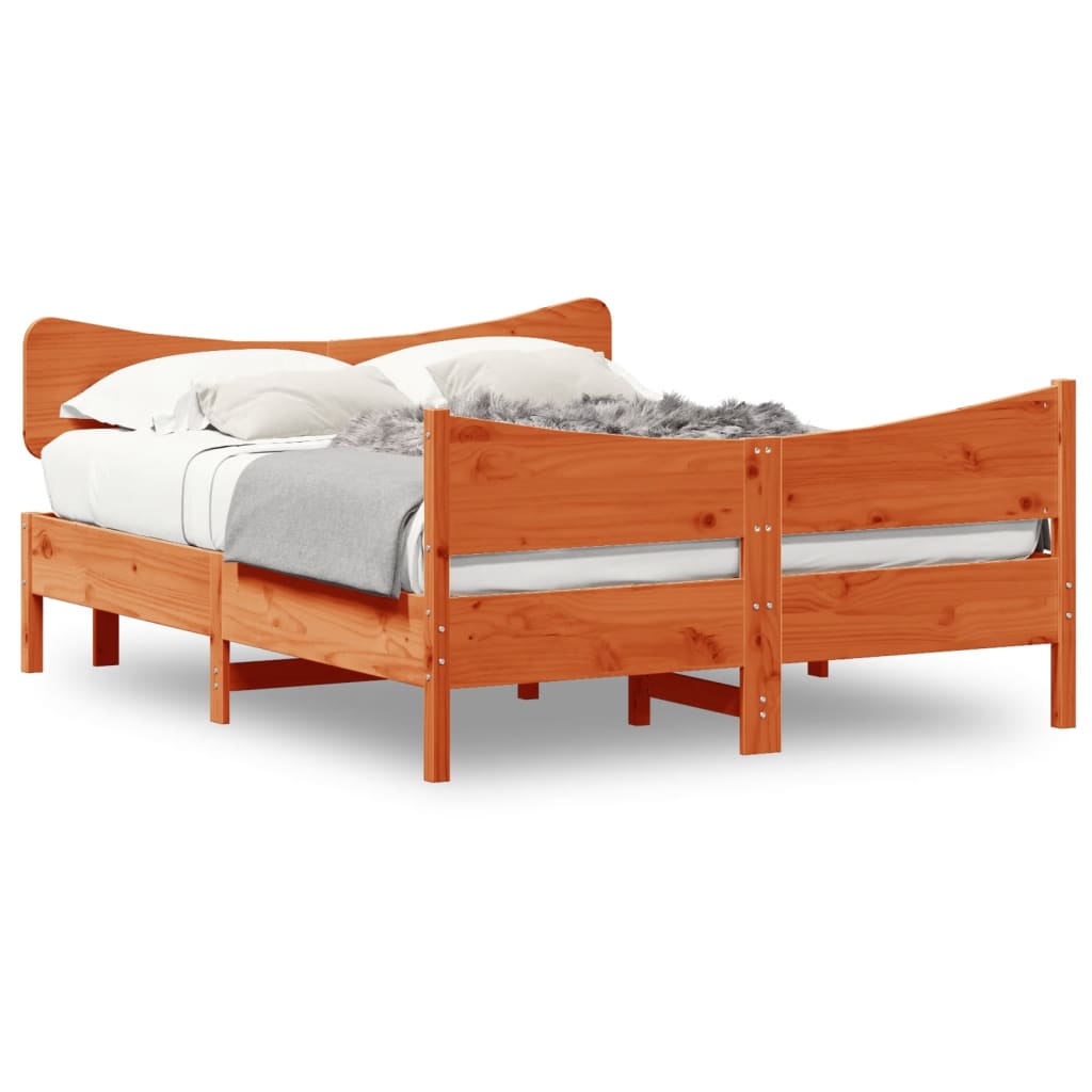 Bed Frame without Mattress Wax Brown 160x200 cm Solid Wood Pine