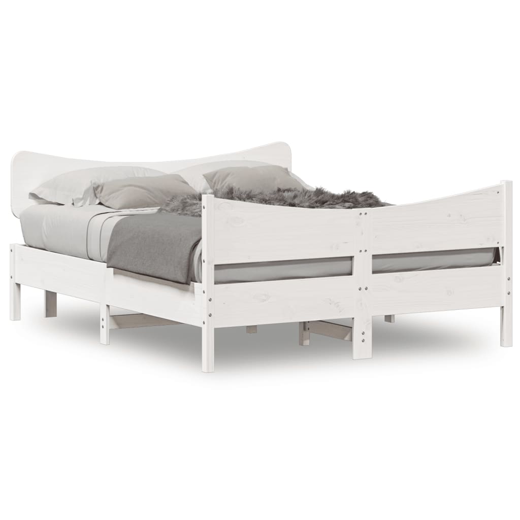 Bed Frame without Mattress White 140x200 cm Solid Wood Pine