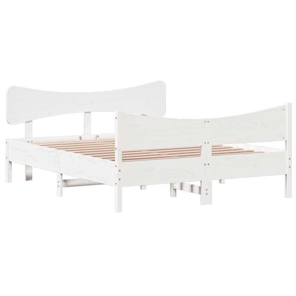 Bed Frame without Mattress White 140x200 cm Solid Wood Pine