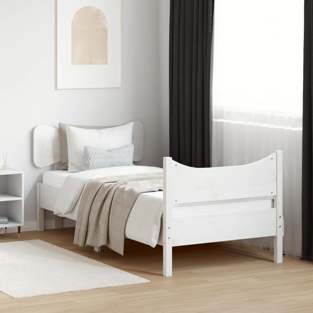 Bed Frame without Mattress White 90x200 cm Solid Wood Pine