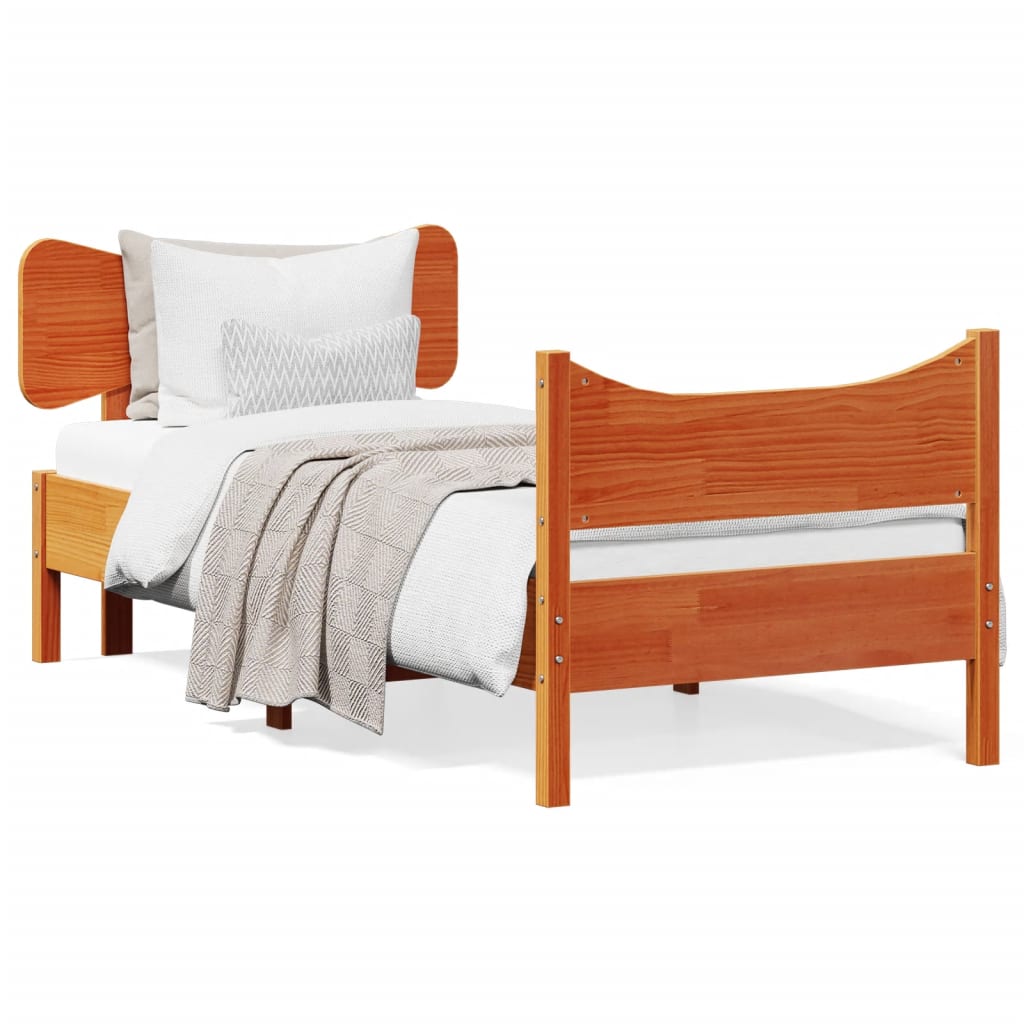 Bed Frame without Mattress Wax Brown 90x200 cm Solid Wood Pine