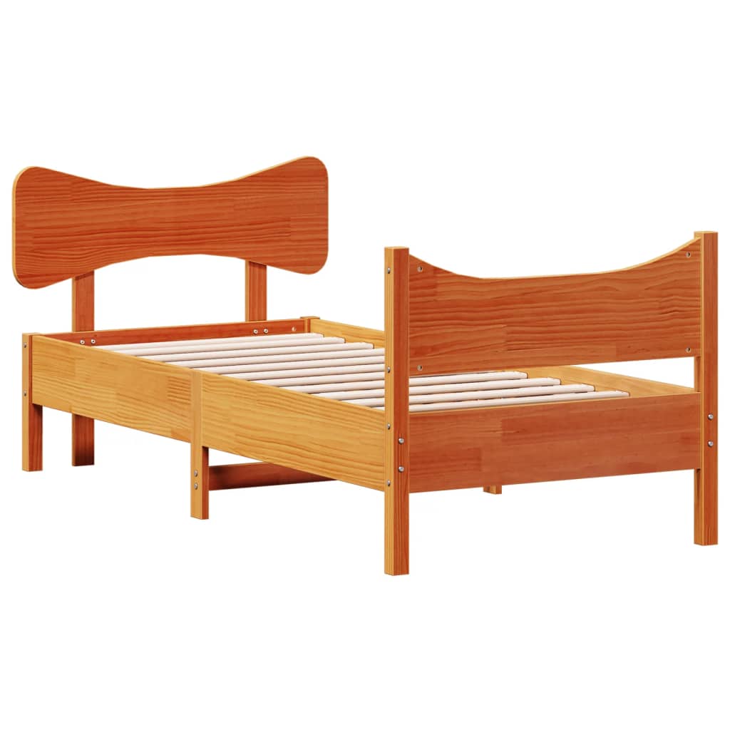Bed Frame without Mattress Wax Brown 90x200 cm Solid Wood Pine