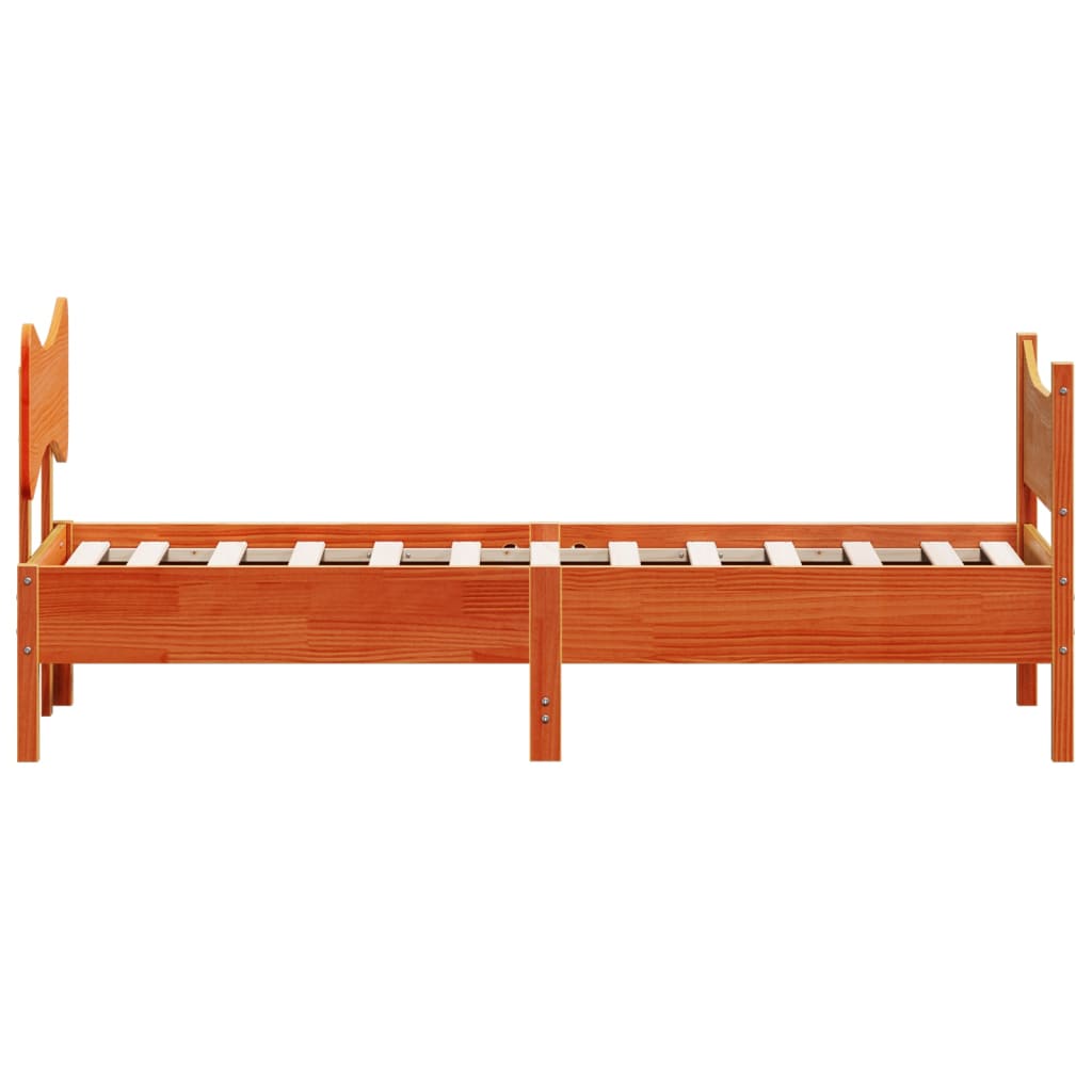 Bed Frame without Mattress Wax Brown 90x200 cm Solid Wood Pine