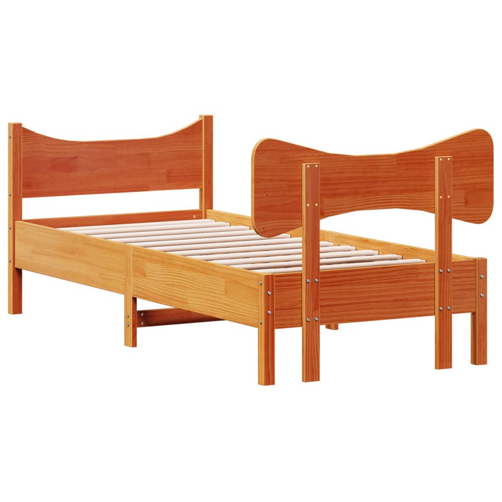 Bed Frame without Mattress Wax Brown 90x200 cm Solid Wood Pine