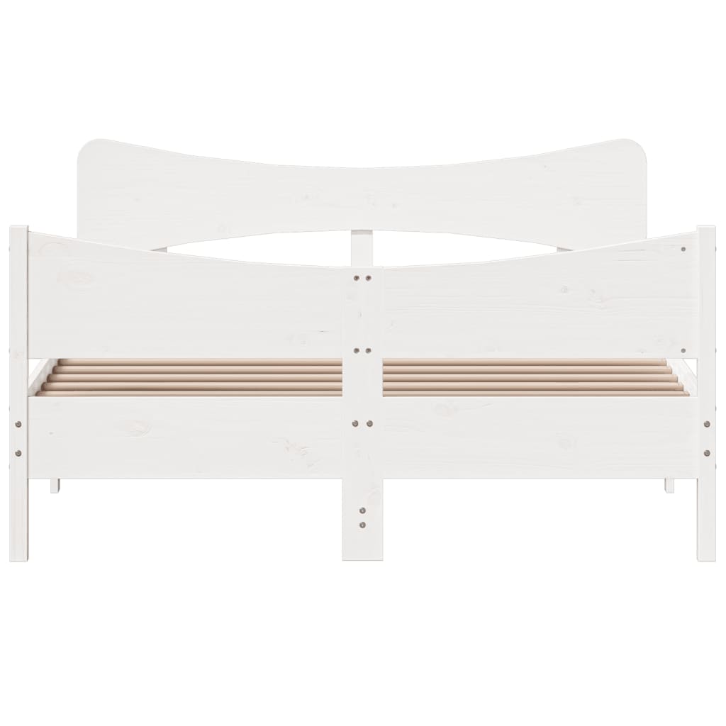 Bed Frame without Mattress White 140x190 cm Solid Wood Pine