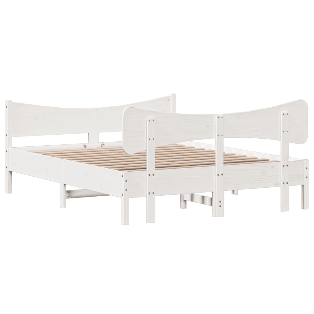 Bed Frame without Mattress White 140x190 cm Solid Wood Pine