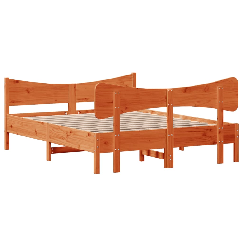 Bed Frame without Mattress Wax Brown 140x190 cm Solid Wood Pine