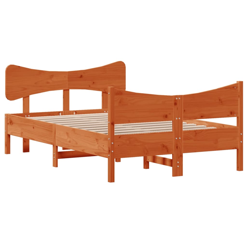 Bed Frame without Mattress Wax Brown 120x190 cm Small Double Solid Wood Pine