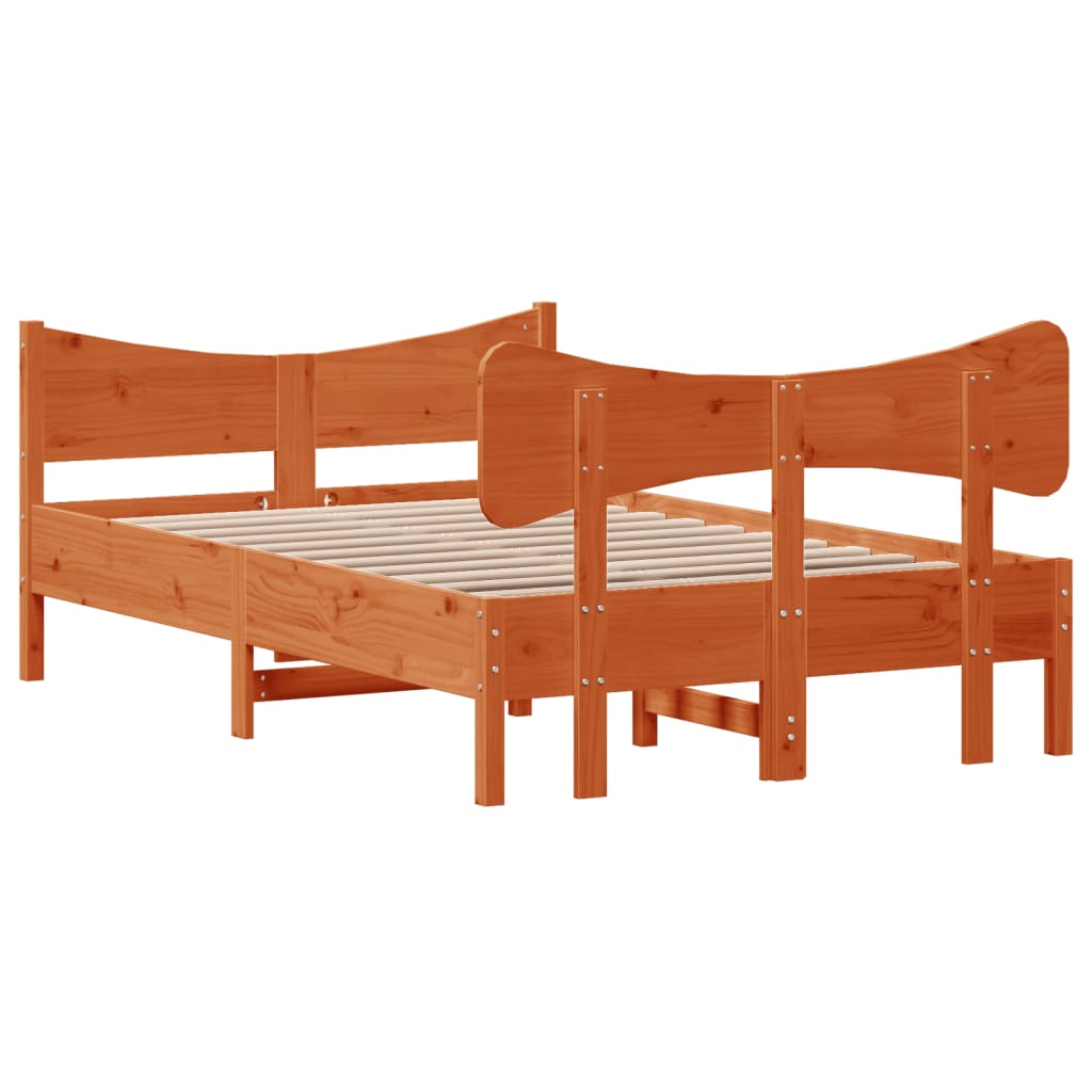 Bed Frame without Mattress Wax Brown 120x190 cm Small Double Solid Wood Pine