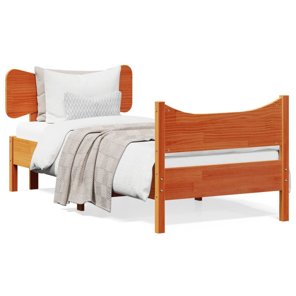 Bed Frame without Mattress Wax Brown 75x190 cm Small Single Solid Wood Pine