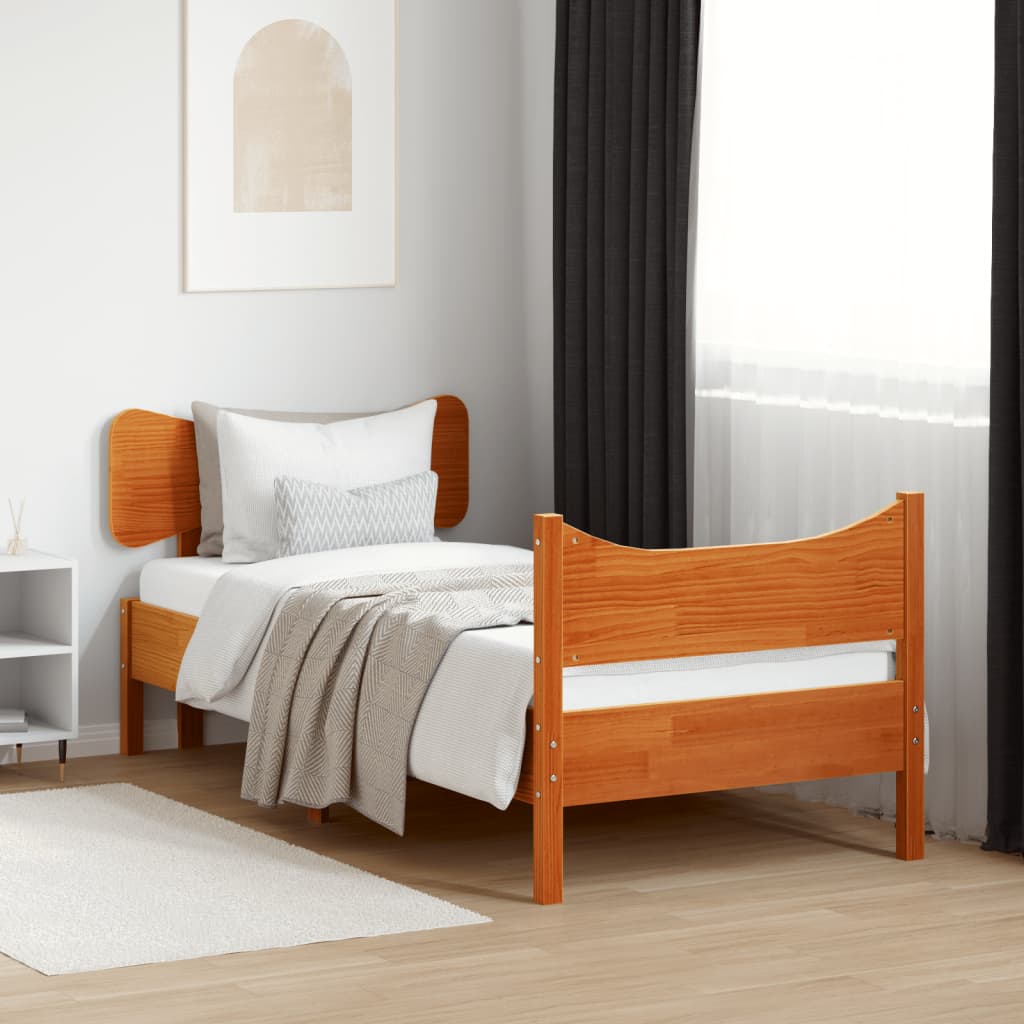 Bed Frame without Mattress Wax Brown 75x190 cm Small Single Solid Wood Pine