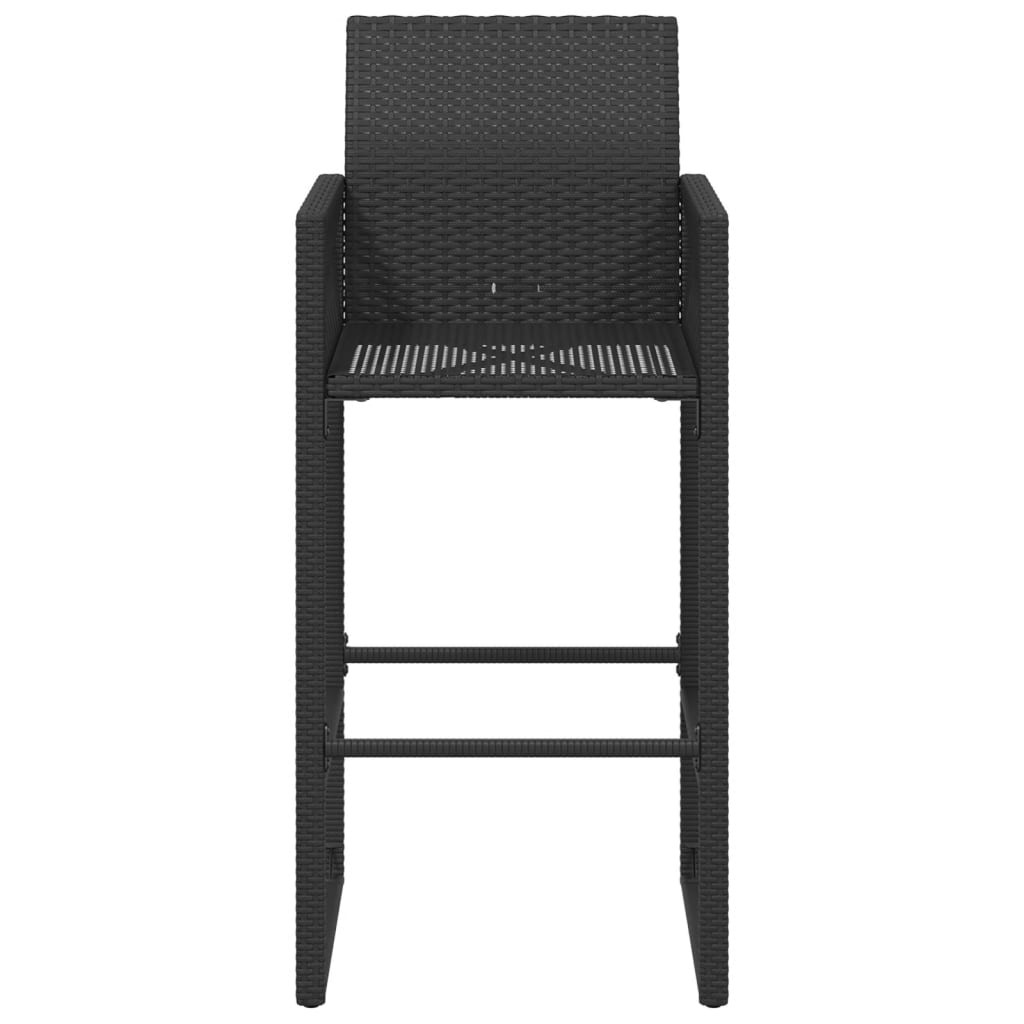 Outdoor Patio Poly Rattan 2pc High Garden Bar Stools With Armrest Set Chairs Seats
