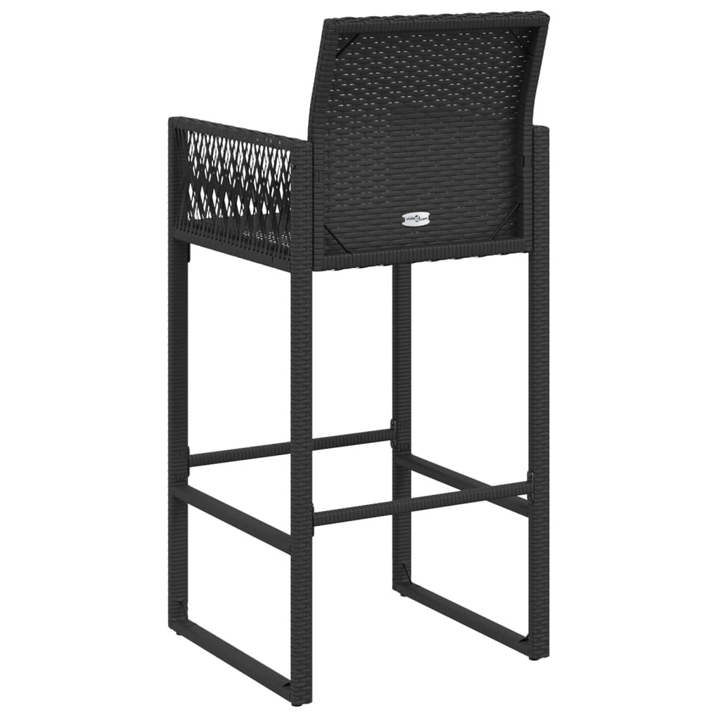 Outdoor Patio Poly Rattan 2pc High Garden Bar Stools With Armrest Set Chairs Seats