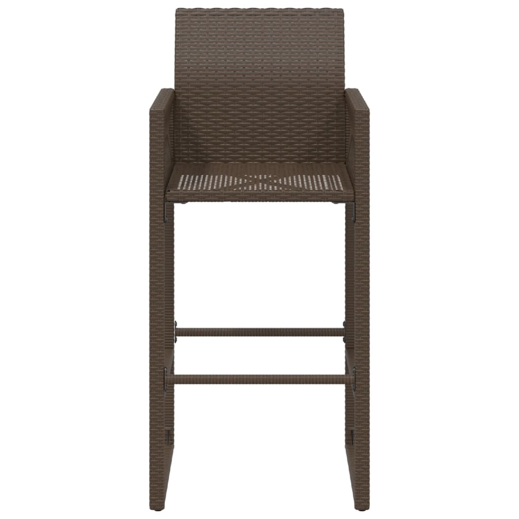 Outdoor Patio Poly Rattan 2pc High Garden Bar Stools With Armrest Set Chairs Seats