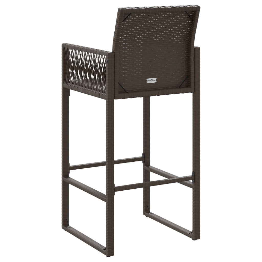 Outdoor Patio Poly Rattan 2pc High Garden Bar Stools With Armrest Set Chairs Seats