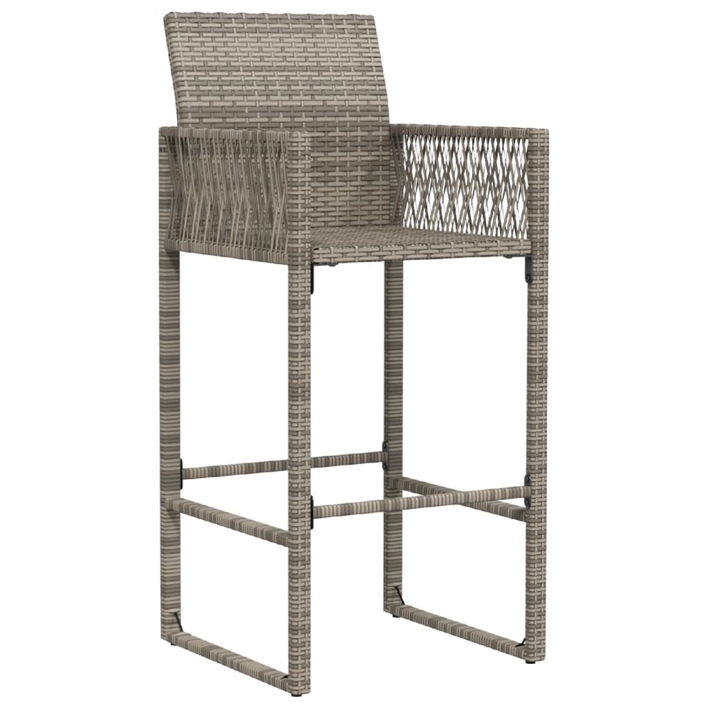 Outdoor Patio Poly Rattan 2pc High Garden Bar Stools With Armrest Set Chairs Seats