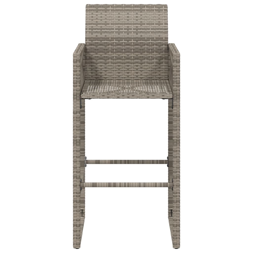 Outdoor Patio Poly Rattan 2pc High Garden Bar Stools With Armrest Set Chairs Seats