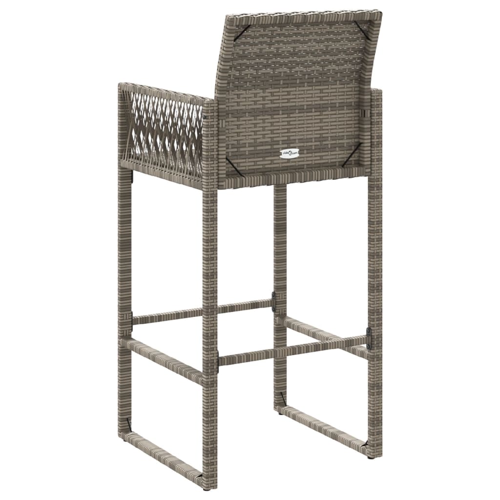 Outdoor Patio Poly Rattan 2pc High Garden Bar Stools With Armrest Set Chairs Seats