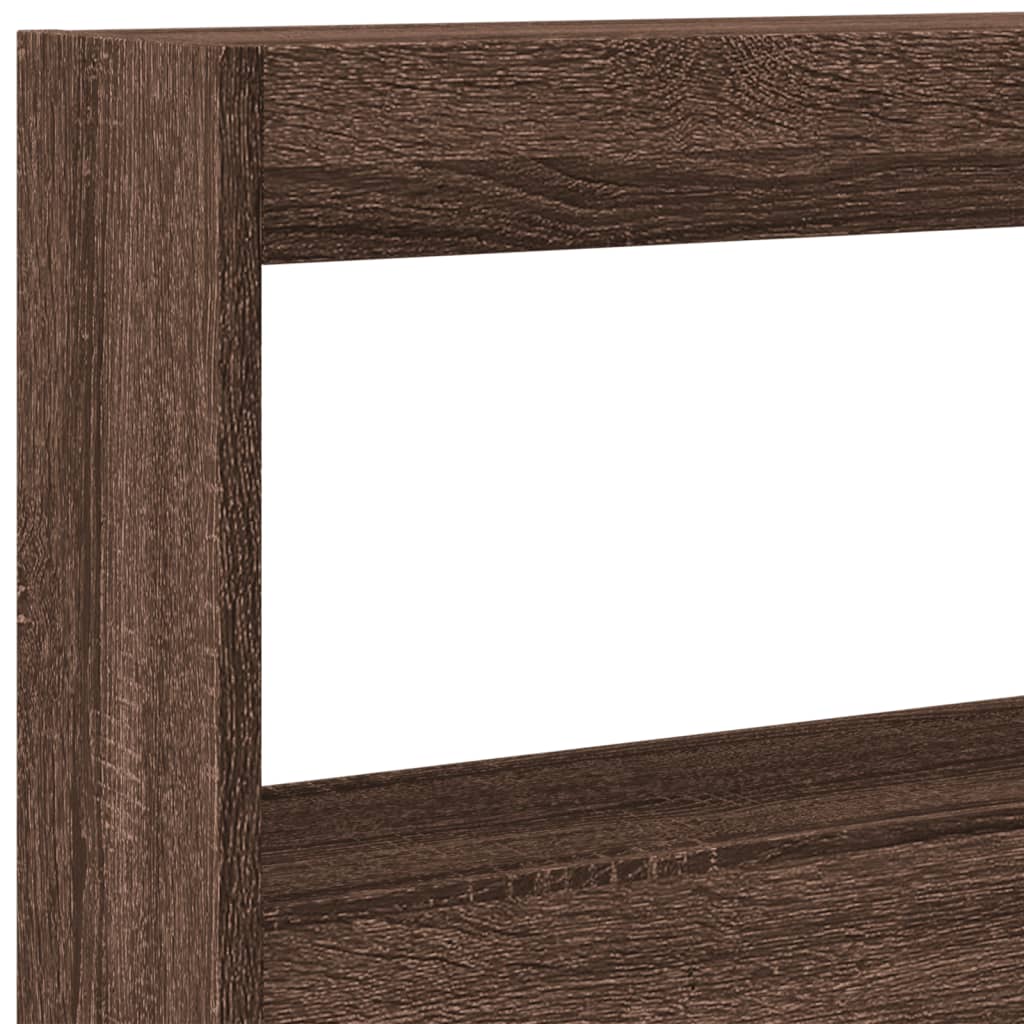 Headboard Cabinet with LED Brown Oak 200x17x102 cm