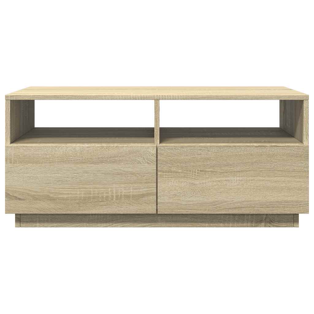 Coffee Table with LED Lights Sonoma Oak 90x49x40 cm