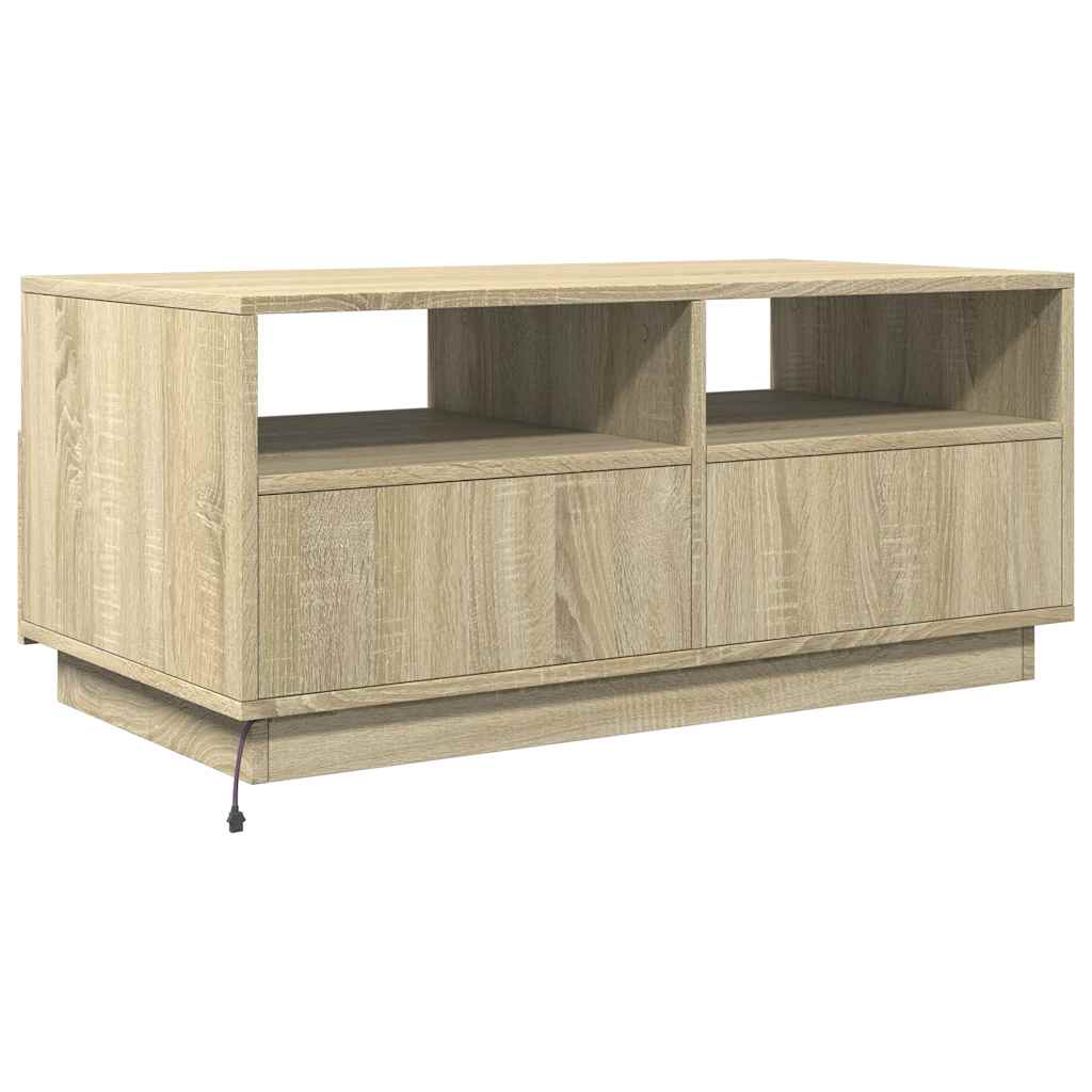 Coffee Table with LED Lights Sonoma Oak 90x49x40 cm