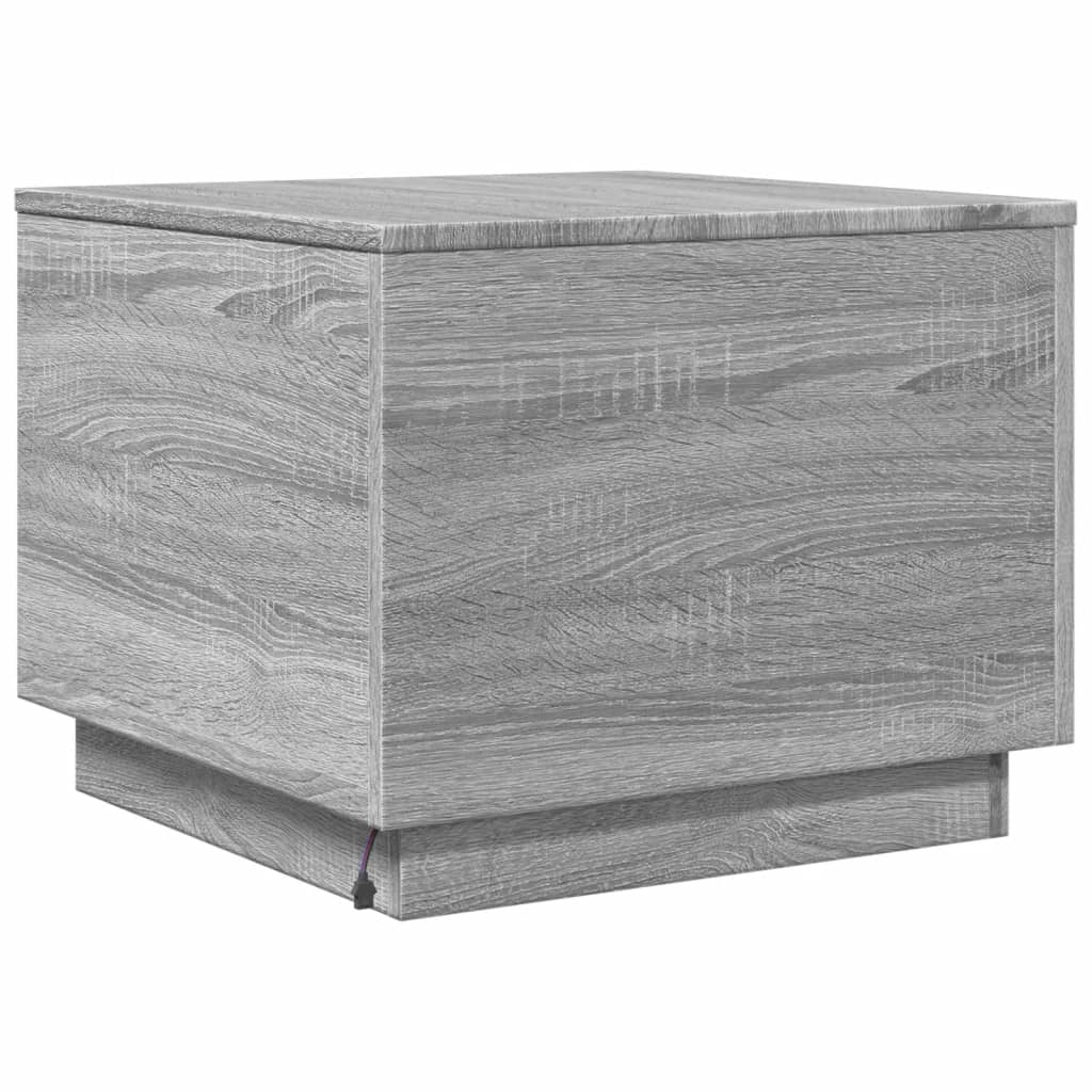 Coffee Table with LED Lights Grey Sonoma 50x50x40 cm