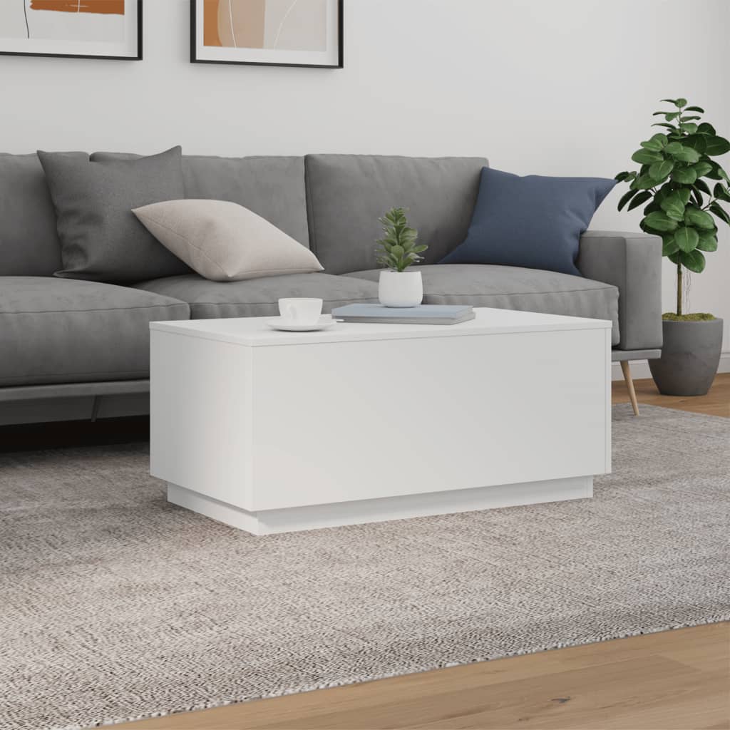 Modern Wooden Living Room Rectangular Coffee Table With LED Lights Wood Tables