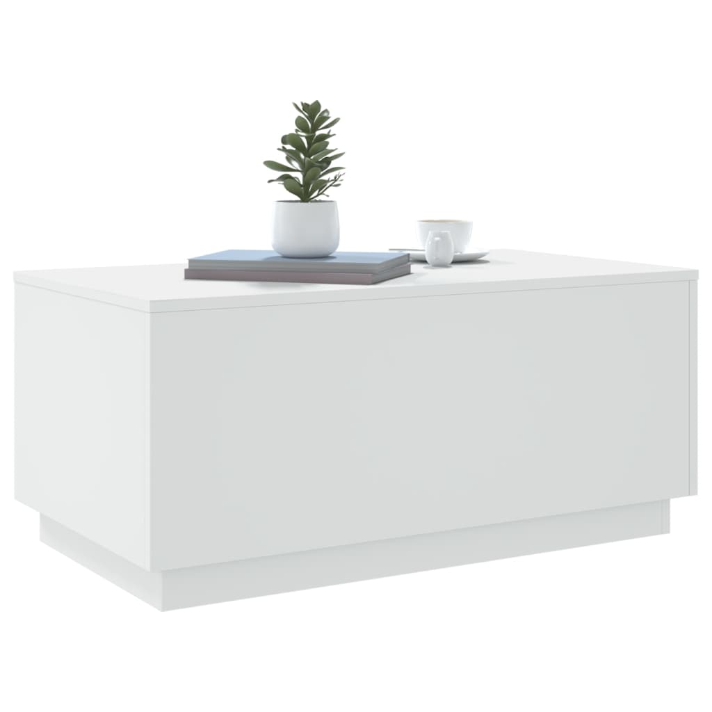 Modern Wooden Living Room Rectangular Coffee Table With LED Lights Wood Tables