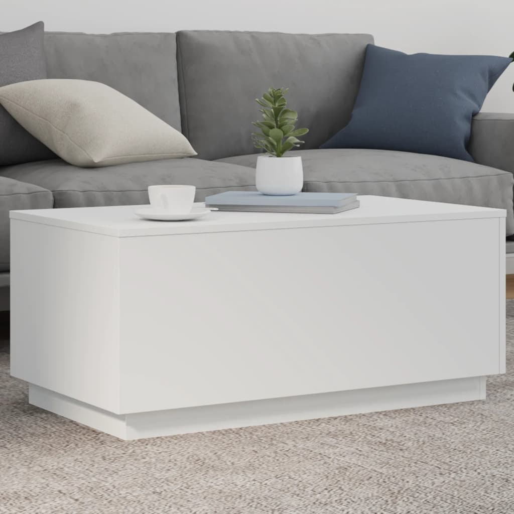 Modern Wooden Living Room Rectangular Coffee Table With LED Lights Wood Tables