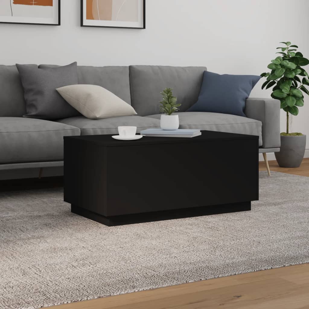 Modern Wooden Living Room Rectangular Coffee Table With LED Lights Wood Tables