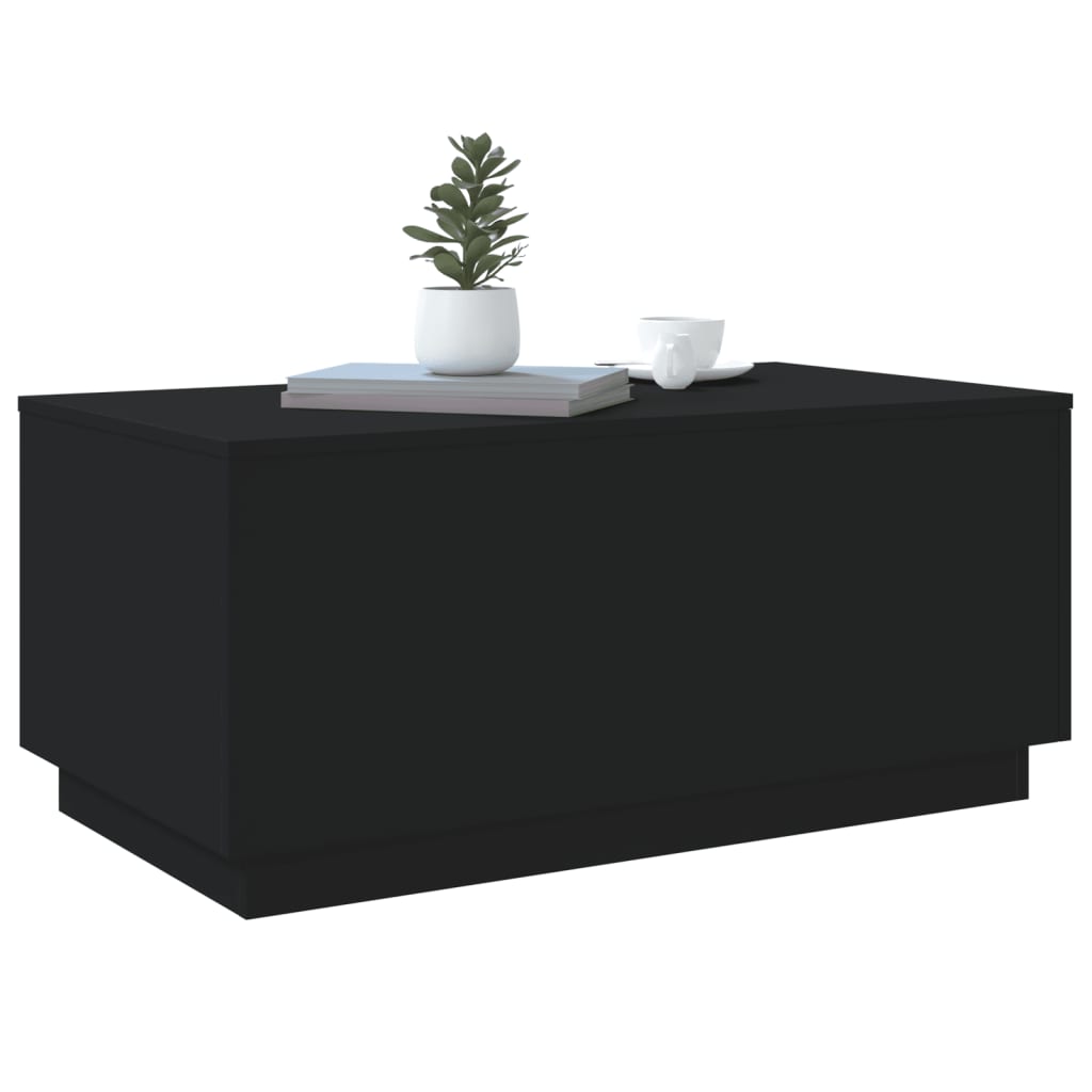 Modern Wooden Living Room Rectangular Coffee Table With LED Lights Wood Tables