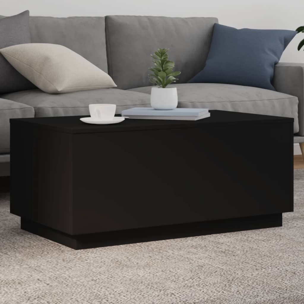 Modern Wooden Living Room Rectangular Coffee Table With LED Lights Wood Tables