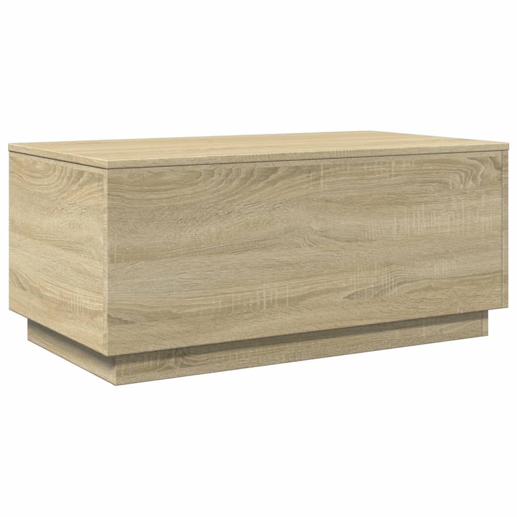 Modern Wooden Living Room Rectangular Coffee Table With LED Lights Wood Tables