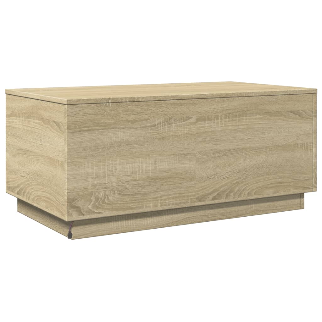 Modern Wooden Living Room Rectangular Coffee Table With LED Lights Wood Tables