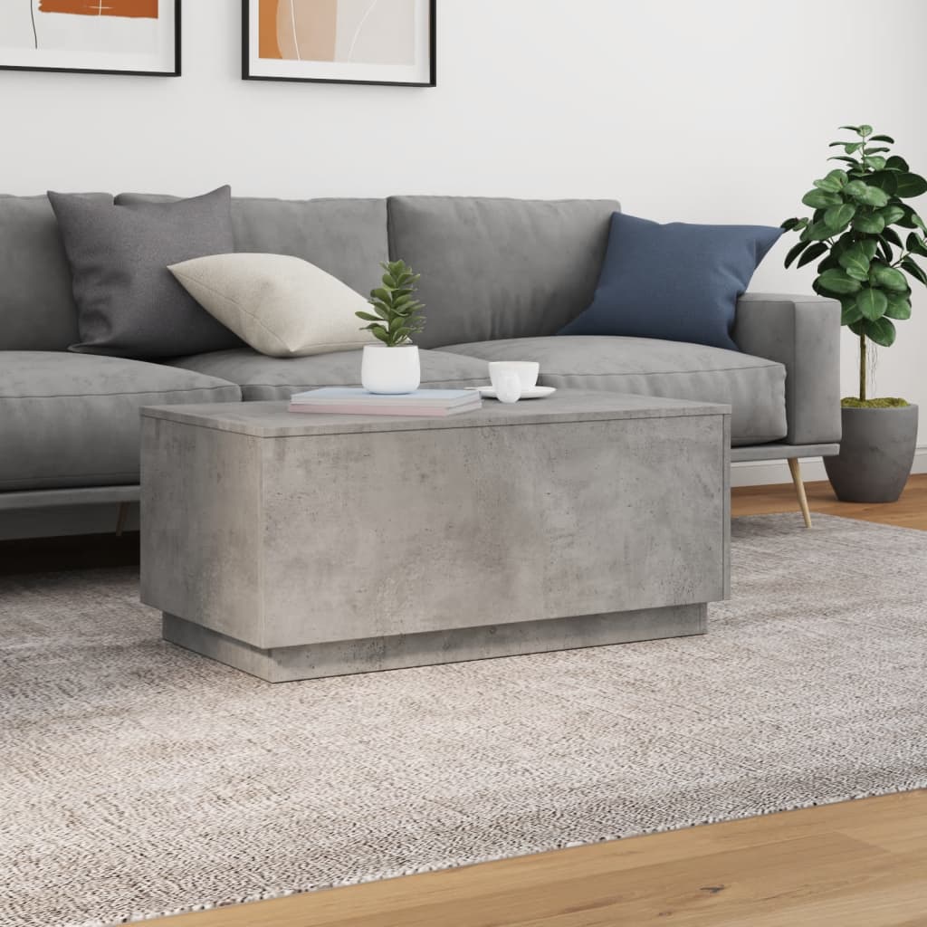 Modern Wooden Living Room Rectangular Coffee Table With LED Lights Wood Tables