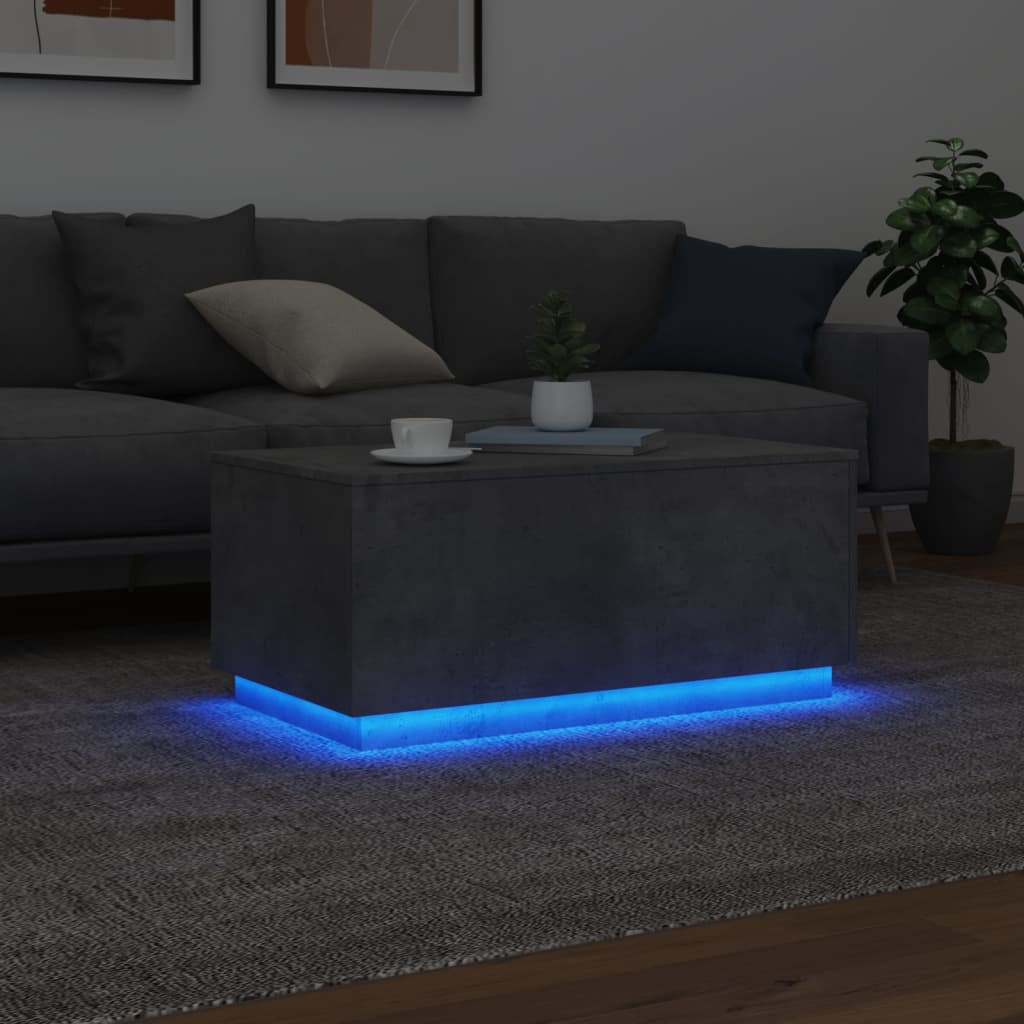 Modern Wooden Living Room Rectangular Coffee Table With LED Lights Wood Tables