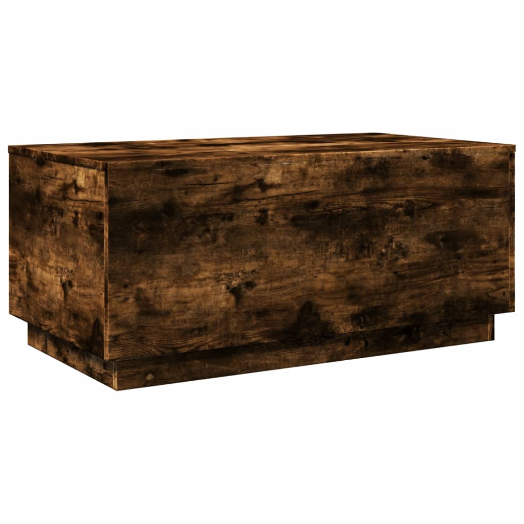 Modern Wooden Living Room Rectangular Coffee Table With LED Lights Wood Tables