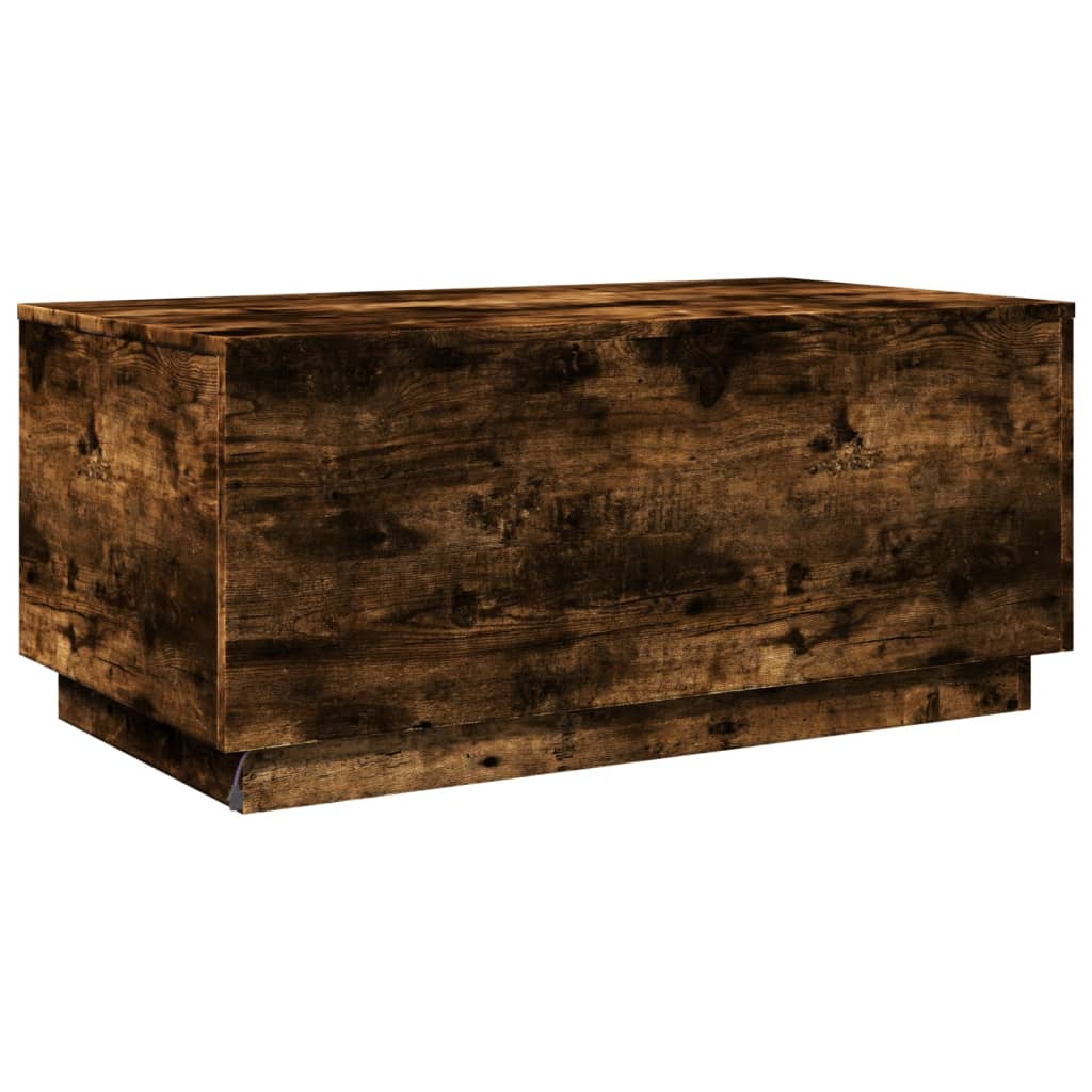 Modern Wooden Living Room Rectangular Coffee Table With LED Lights Wood Tables