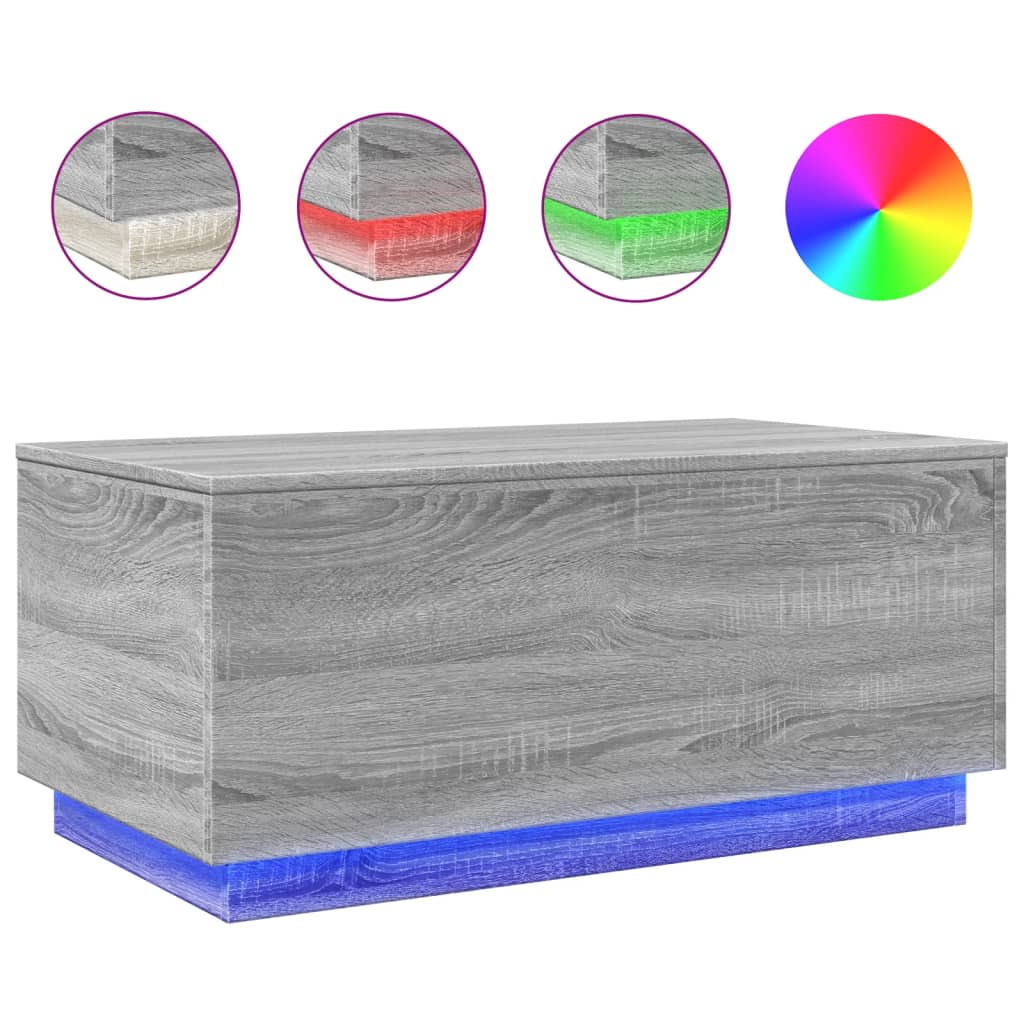 Modern Wooden Living Room Rectangular Coffee Table With LED Lights Wood Tables