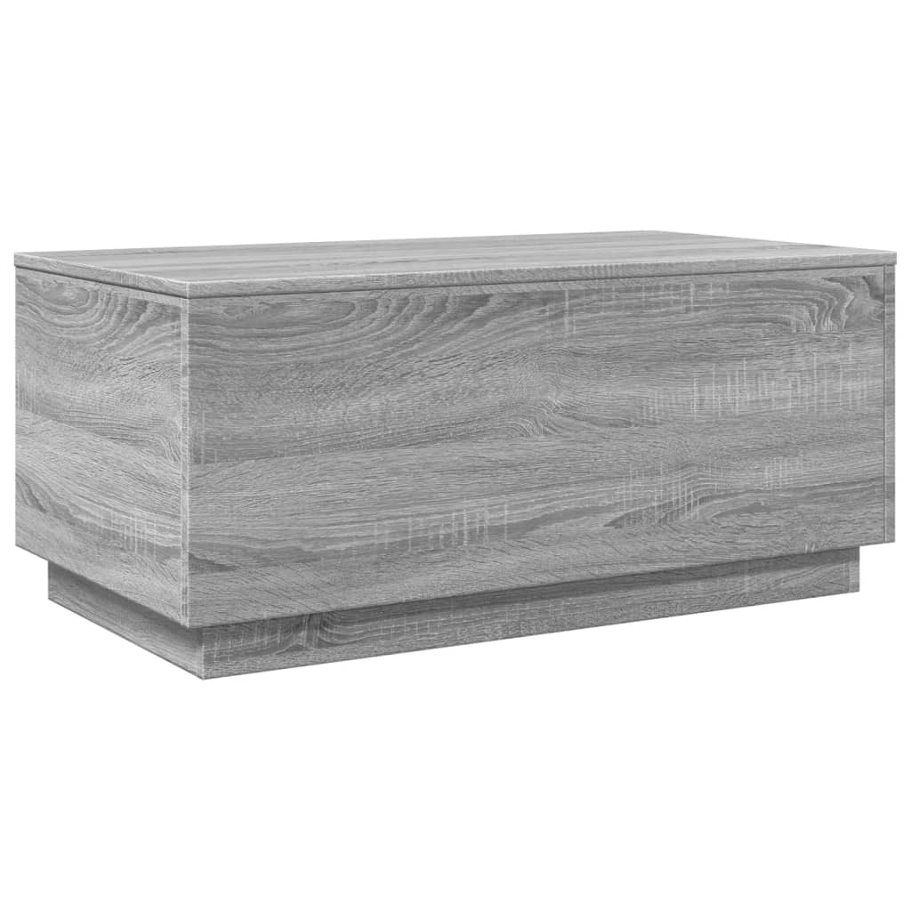Modern Wooden Living Room Rectangular Coffee Table With LED Lights Wood Tables
