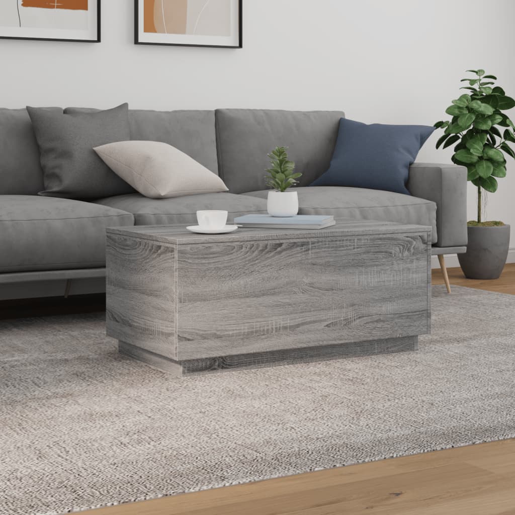 Modern Wooden Living Room Rectangular Coffee Table With LED Lights Wood Tables
