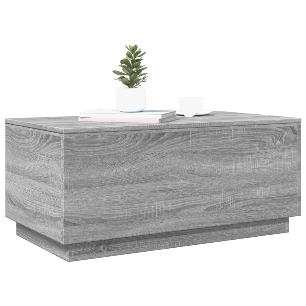 Modern Wooden Living Room Rectangular Coffee Table With LED Lights Wood Tables