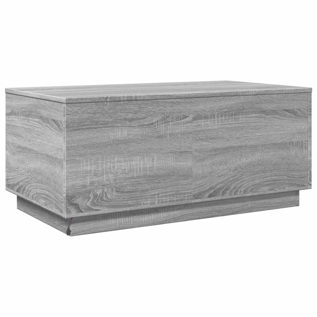 Modern Wooden Living Room Rectangular Coffee Table With LED Lights Wood Tables